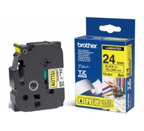 Brother | TZe-651 Laminated Tape | Black On Yellow | TZe | 8 m | 2.4 cm