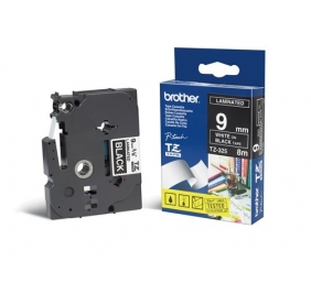Brother | TZe-325 Laminated Tape | White on Black | TZe | 8 m | 9 cm