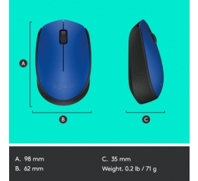 Logitech M171 Belaidė pelė RF Wireless, 1000 DPI, Blue/Black