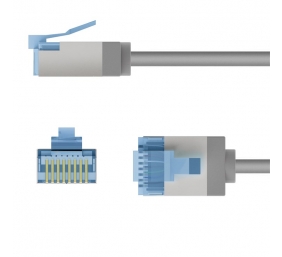 Goobay 74304 Ultra-Flexible CAT 6A Patch Cable, Slim, U/UTP, 0.15 m, Grey | Goobay