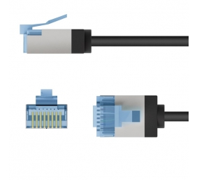 Goobay 74315 Ultra-Flexible CAT 6A Patch Cable, Slim, U/FTP, 0.15 m, Black | Goobay