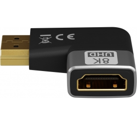 Goobay 72010 HDMI™ Angled Adapter 90° Horizontal, 8K @ 60 Hz, Gold-Plated, Black, Silver | Goobay