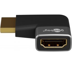 Goobay 72010 HDMI™ Angled Adapter 90° Horizontal, 8K @ 60 Hz, Gold-Plated, Black, Silver | Goobay