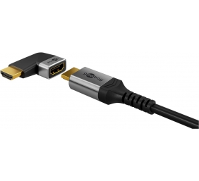 Goobay 72010 HDMI™ Angled Adapter 90° Horizontal, 8K @ 60 Hz, Gold-Plated, Black, Silver | Goobay