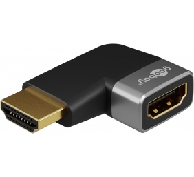 Goobay 72010 HDMI™ Angled Adapter 90° Horizontal, 8K @ 60 Hz, Gold-Plated, Black, Silver | Goobay