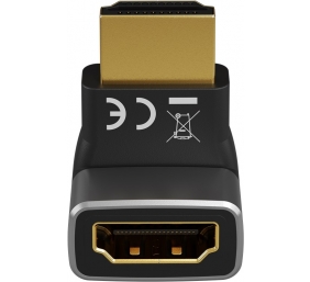 Goobay 72009 HDMI™ Angled Adapter 90° Horizontal, 8K @ 60 Hz, Gold-Plated, Black, Silver | Goobay