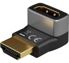 Goobay 72009 HDMI™ Angled Adapter 90° Horizontal, 8K @ 60 Hz, Gold-Plated, Black, Silver | Goobay