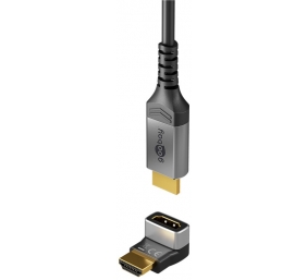 Goobay 72009 HDMI™ Angled Adapter 90° Horizontal, 8K @ 60 Hz, Gold-Plated, Black, Silver | Goobay