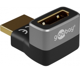 Goobay 72009 HDMI™ Angled Adapter 90° Horizontal, 8K @ 60 Hz, Gold-Plated, Black, Silver | Goobay