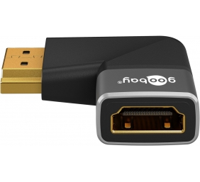 Goobay 72012 HDMI™ Angled Adapter 270° Horizontal, 8K @ 60 Hz, Gold-Plated, Black, Silver | Goobay