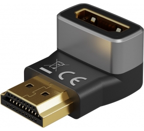 Goobay 72011 HDMI™ Angled Adapter 270° Vertical, 8K @ 60 Hz, Gold-Plated, Black, Silver | Goobay