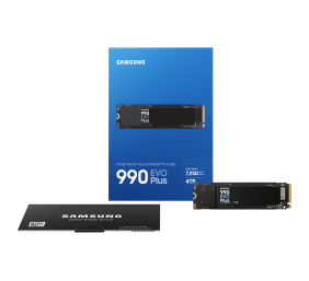 Samsung 990 EVO Plus | 4000 GB | SSD form factor M.2 2280 | Solid-state drive interface PCIe 4.0 x4/5.0 x2 NVMe 2.0 | Read speed 7250 MB/s | Write speed 6300 MB/s
