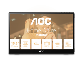 AOC 16T3EA | 16 " | IPS | FHD | 16:9 | 60 Hz | 4 ms | 1920 x 1080 pixels | 250 cd/m² | Black