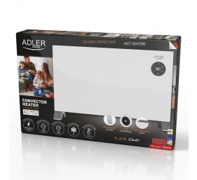 Adler Convection fan heater LCD with remote control | Convection Heater | 2000 W | Number of power levels 3 | White | IPX24