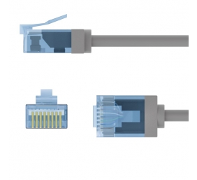 Goobay 74219 Ultra-Flexible CAT 6A Patch Cable, Slim, U/UTP, 0,15 m, Grey | Goobay