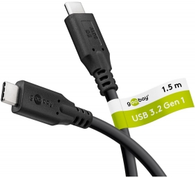 Goobay USB-C™ Cable, USB 3.2, 60 W, 5 Gbit/s, Power Delivery, 1.5 m, Black | Goobay