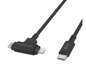 Hyper HyperJuice Silicone USB-C to USB-C and Lightning Hybrid 60W Cable