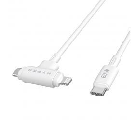 Hyper HyperJuice Silicone USB-C to USB-C and Lightning Hybrid 60W Cable