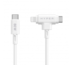 Hyper HyperJuice Silicone USB-C to USB-C and Lightning Hybrid 60W Cable