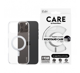CARE Feature Case | Back cover | Apple | iPhone 16 Pro Max | Recycled plastic | Silver | Kickstand & MagSafe