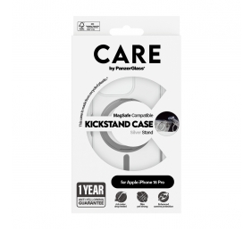 CARE Feature Case | Back cover | Apple | iPhone 16 PRO | Recycled plastic | Silver | Kickstand & MagSafe