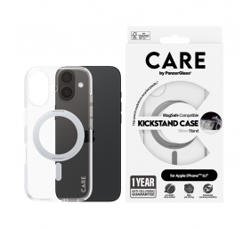 CARE Feature Case | Back cover | Apple | iPhone 16 | Recycled plastic | Silver | Kickstand & MagSafe
