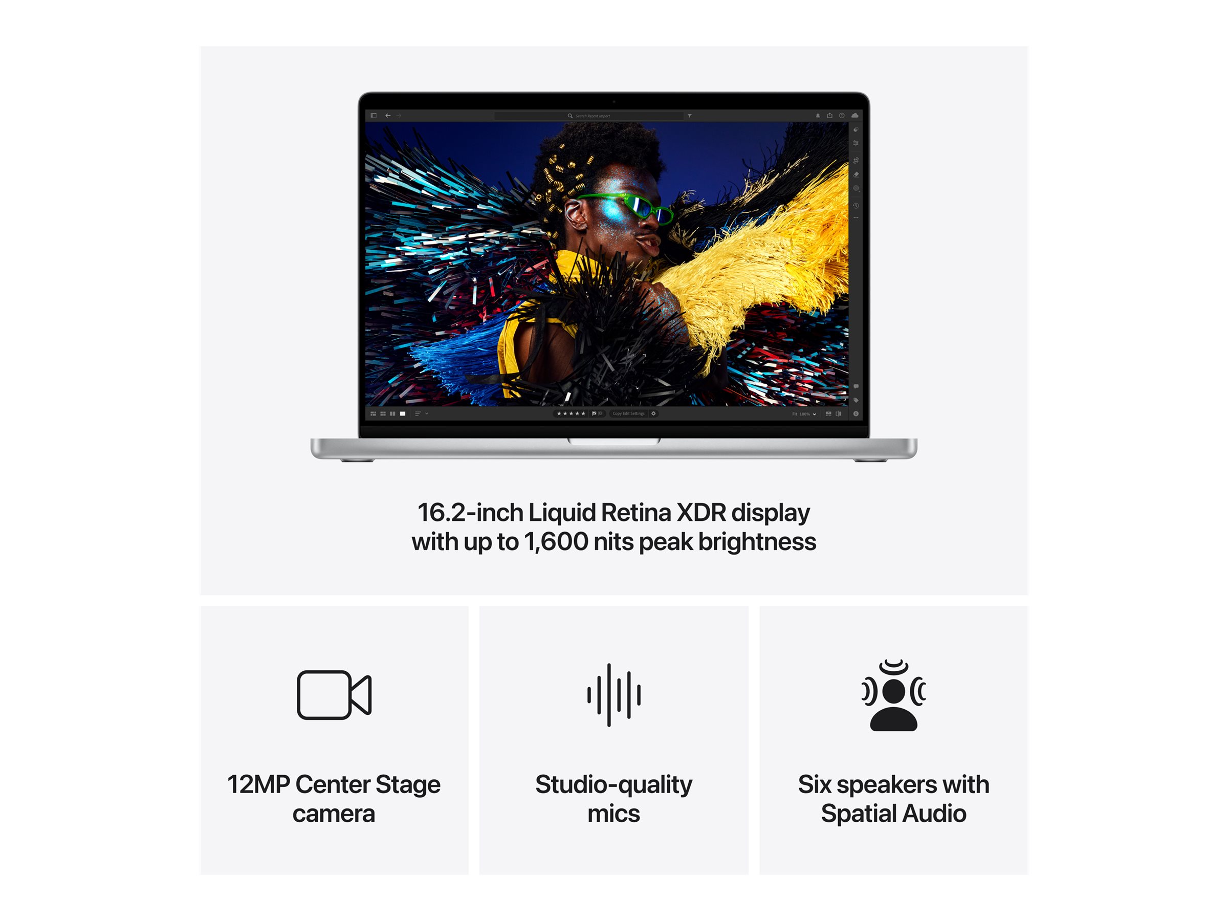 Apple MacBook | Pro | Silver | 16 " | 3456 x 2234 pixels | Apple M4 Pro | 24 GB | Solid-state drive capacity 512 GB | Apple M4 Pro chip 14-core CPU/20-core GPU | macOS | 802.11ax | Bluetooth version 5.3 | Keyboard language Russian | Keyboard backlit | War