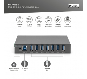Digitus | USB 3.0 Hub 7-Port, Industrial Line | DA-70258-1