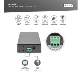 Digitus | USB 3.0 Hub 7-Port, Industrial Line | DA-70258-1