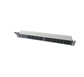 1U Aluminum PDU, rackmountable, 4x C13, 4x C19 2x 16A Plug, 250VAC 50/60Hz open end | DN-95423 | Sockets quantity 10