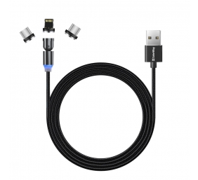 ColorWay Cable 3in1 (Lightning+MicroUSB+Type-C) Magnetic Rotation 540° 2.4А, 1m | CW-CBUU037-BK