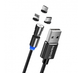 ColorWay Cable 3in1 (Lightning+MicroUSB+Type-C) Magnetic Rotation 540° 2.4А, 1m | CW-CBUU037-BK