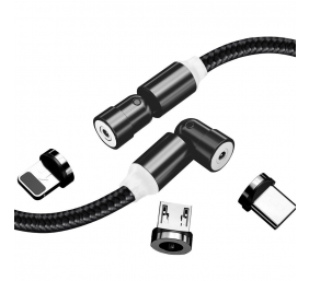 ColorWay Cable 3in1 (Lightning+MicroUSB+Type-C) Magnetic Rotation 540° 2.4А, 1m | CW-CBUU037-BK