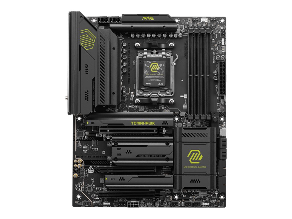 MSI MAG X870E TOMAHAWK WIFI | Processor family AMD | Processor socket AM5 | DDR5 | Supported hard disk drive interfaces SATA, M.2 | Number of SATA connectors 4