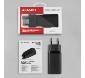 AXAGON GaN wallcharger 3x port (USB-A + 2x USB-C), 65W | ACU-DPQ65