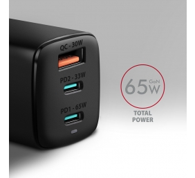 AXAGON GaN wallcharger 3x port (USB-A + 2x USB-C), 65W | ACU-DPQ65