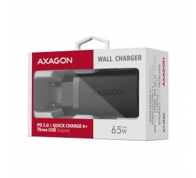 AXAGON GaN wallcharger 3x port (USB-A + 2x USB-C), 65W | ACU-DPQ65