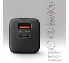 AXAGON Wallcharger 2x port (USB-A + USB-C), 20W | ACU-PQ20