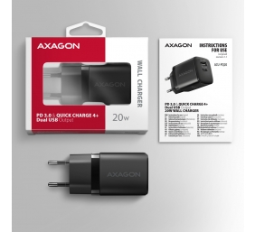 AXAGON Wallcharger 2x port (USB-A + USB-C), 20W | ACU-PQ20