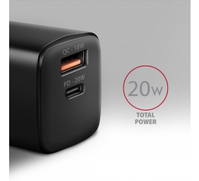 AXAGON Wallcharger 2x port (USB-A + USB-C), 20W | ACU-PQ20