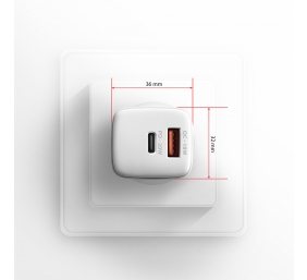 AXAGON Wallcharger 2x port (USB-A + USB-C), 20W | ACU-PQ20W