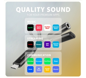 AXAGON | ADA-HCPD USB-C - Hi-Res DAC Audio Adapter PD, 60W
