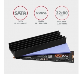 AXAGON Passive aluminum heatsink for all M.2 SSDs, size 2280, high 10 mm | CLR-M2L10