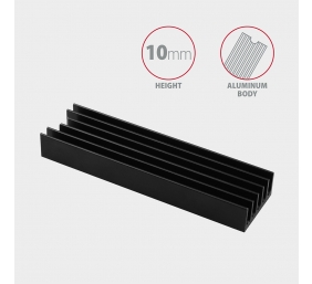 AXAGON Passive aluminum heatsink for all M.2 SSDs, size 2280, high 10 mm | CLR-M2L10