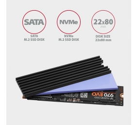AXAGON Passive aluminum heatsink for all M.2 SSDs, size 2280, high 3 mm | CLR-M2L3