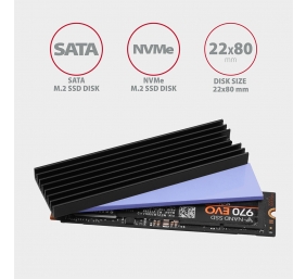 AXAGON Passive aluminum heatsink for all M.2 SSDs, size 2280, high 6 mm | CLR-M2L6