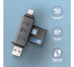 AXAGON Mobile USB 3.2 Gen 1 MINI card reader with USB-C and USB-A connectors | CRE-DAC