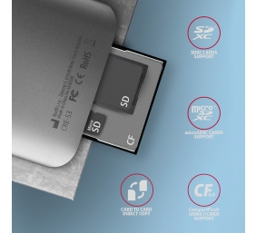 AXAGON Aluminum high-speed USB-A 3.2 Gen 1 memory card reader, 3 slots | CRE-S3
