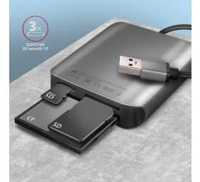 AXAGON Aluminum high-speed USB-A 3.2 Gen 1 memory card reader, 3 slots | CRE-S3