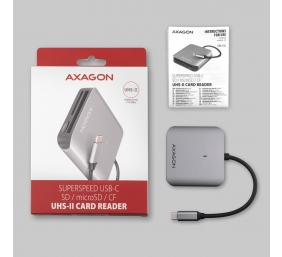 AXAGON Aluminum high-speed USB-C 3.2 Gen 1 memory card reader, 3 slots | CRE-S3C